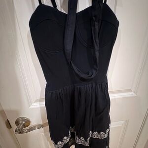 Black Dress with White Lace Trim